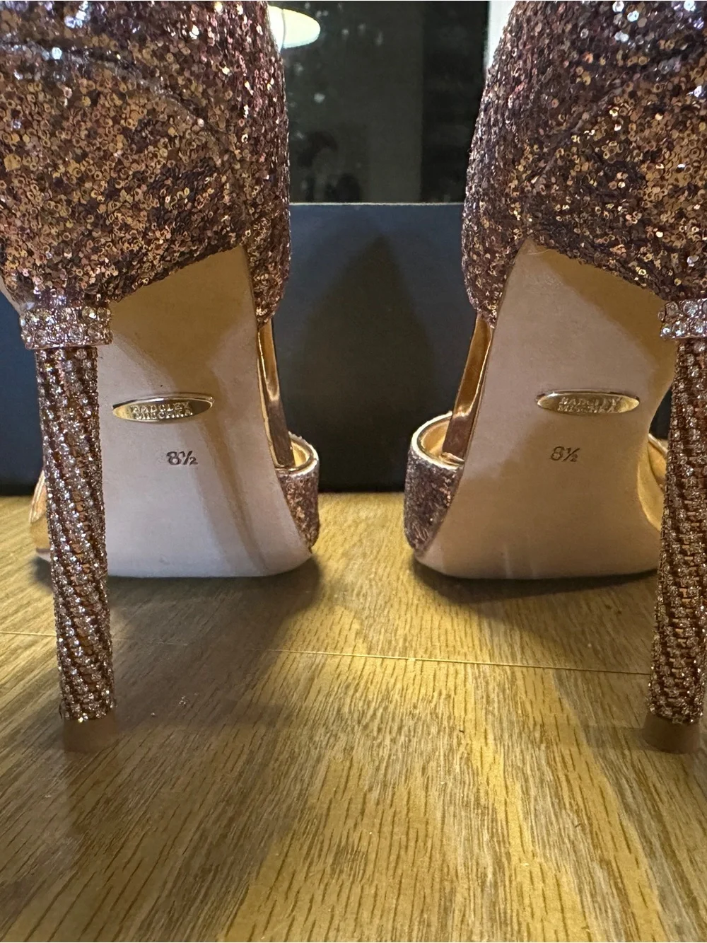 Badgley Mischka glitter covered